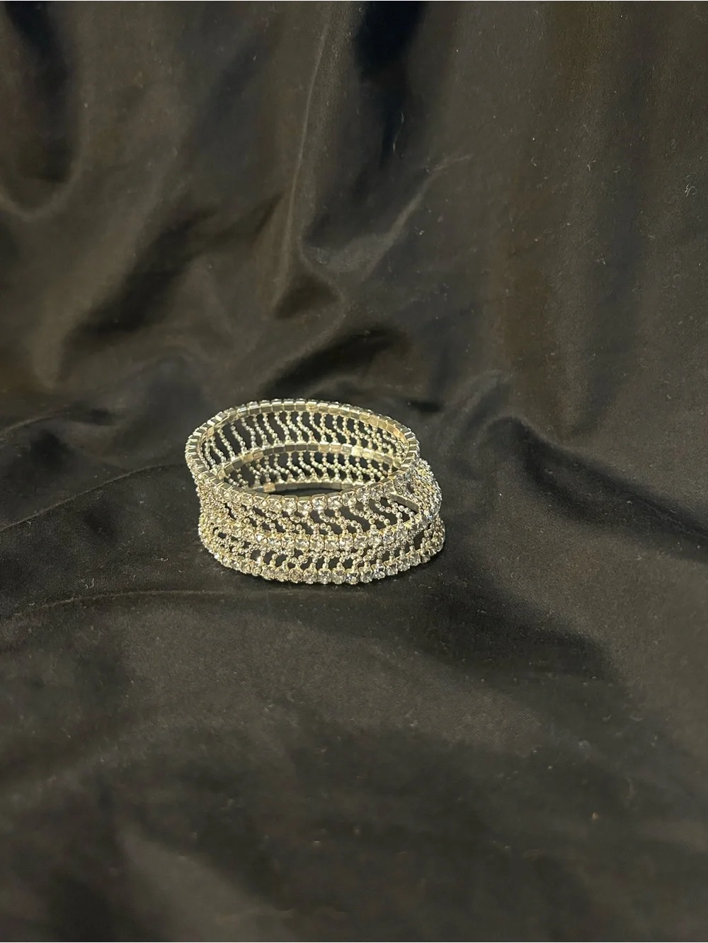 Rhinestone Stretch Bracelet - Sparkling Silver Multi-Row Design